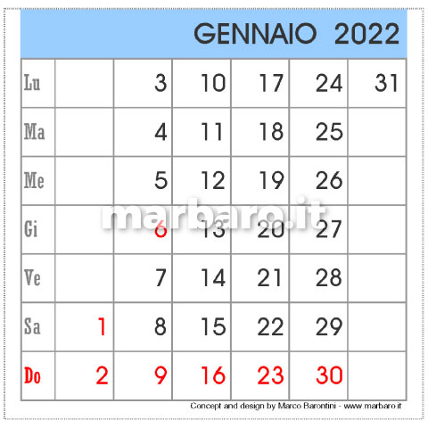 Calendario da tavolo 2022 PDF