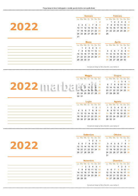 Calendario da tavolo 2022 stampabile