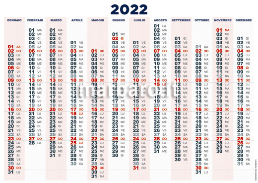 Calendario planner 2022 da stampare