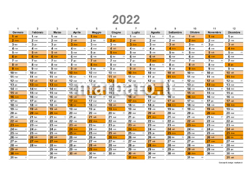 Planner 2022 con numeri settimane da stampare