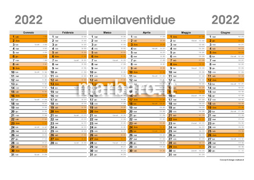 Planner 2022 stampabile con numeri settimane