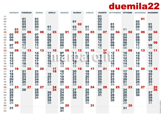 Calendario planner 2022 in PDF