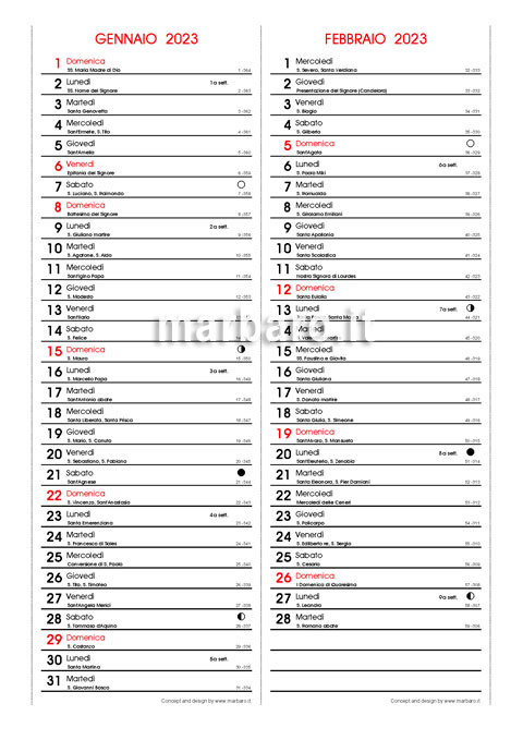 Calendario 2023 con i santi e le festività italiane in PDF