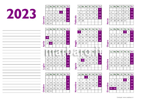 Calendario 2023 da scaricare gratis in PDF