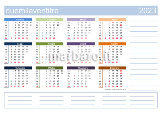 Calendario 2023 da stampare con i numeri delle settimane