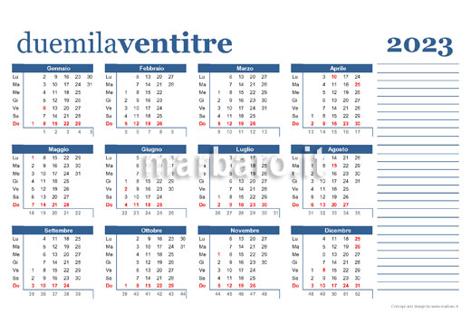 Calendario 2023 da stampare