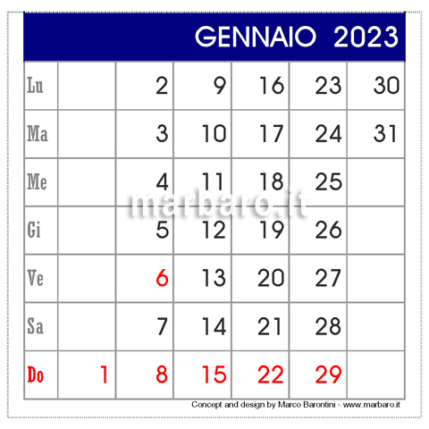 Calendario 2023 da tavolo in PDF da stampare