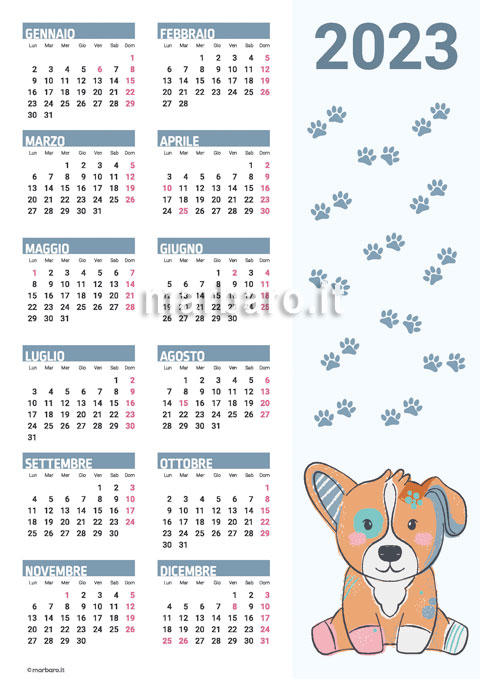 Calendario 2023 illustrato in PDF stampabile