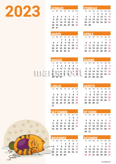 Calendario 2023 illustrato stampabile