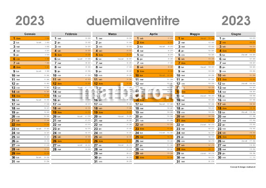 Calendario 2023 stampabile con i numeri delle settimane
