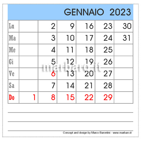 Calendario da tavolo 2023 da stampare