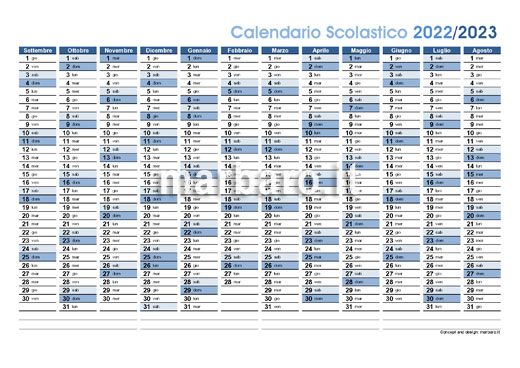 Calendario scolastico 2022 2023 PDF da stampare