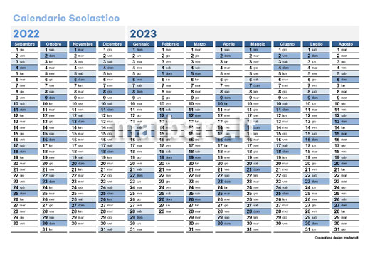 Calendario scolastico 2022/2023 da stampare