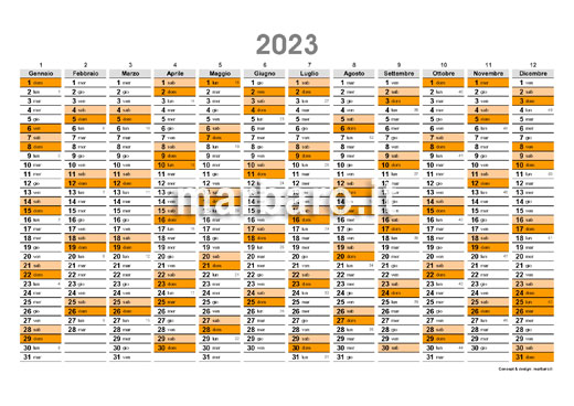Planner 2023 con numeri settimane da stampare