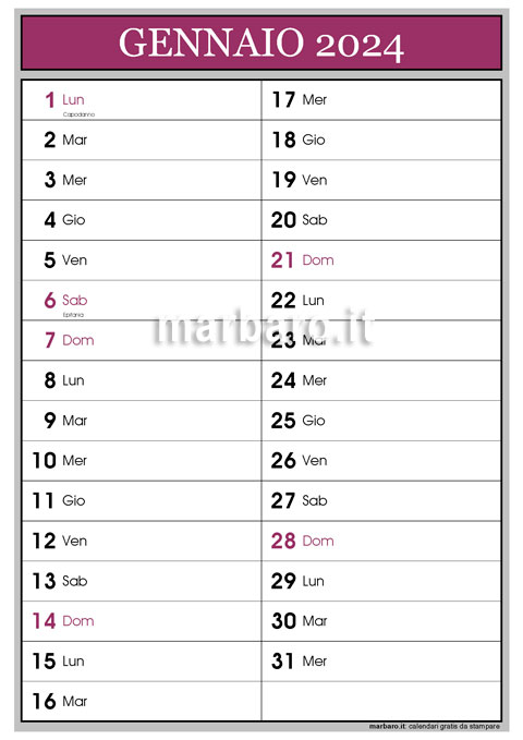 Calendario 2024 mensile in PDF stampabile: scegli e scarica ora!