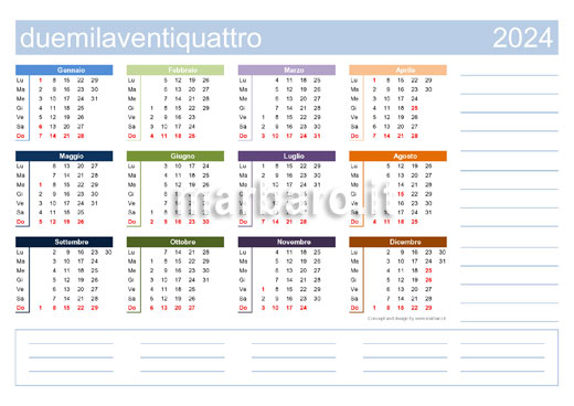 Calendario 2024 con le festività da stampare
