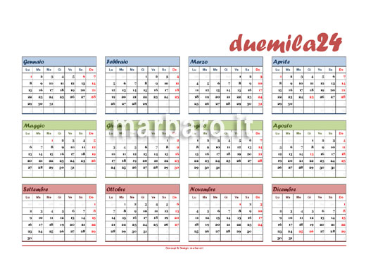 Calendario 2024 con le festività in PDF