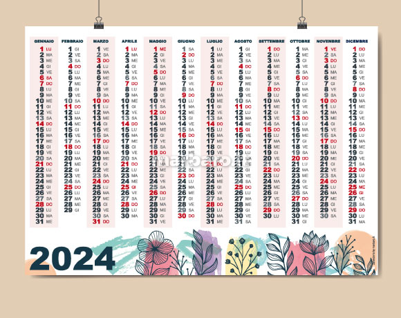 Calendario da parete 2024 in PDF stampabile