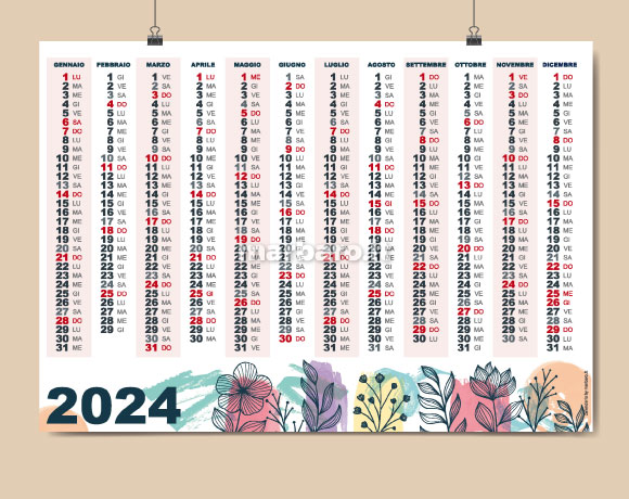 Calendario 2024 da parete PDF stampabile