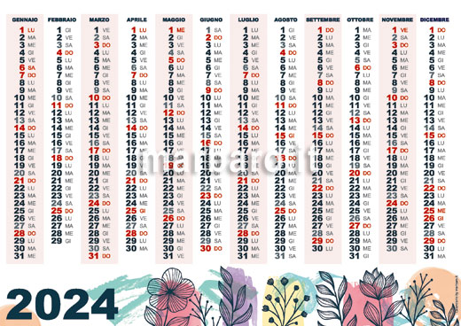 Calendario planning 2024 PDF stampabile