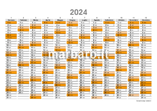 Planner 2024 con numeri settimane da stampare