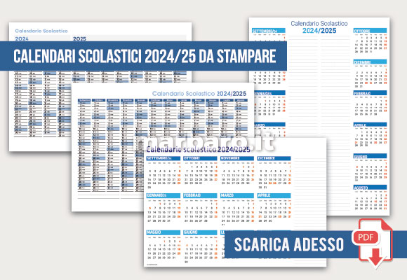 Calendari 2024/2025 per la scuola da stampare