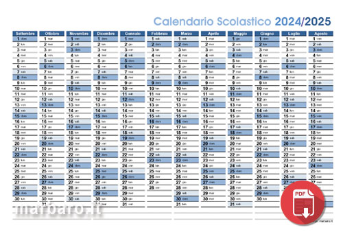 Calendari 2024/25 per la scuola