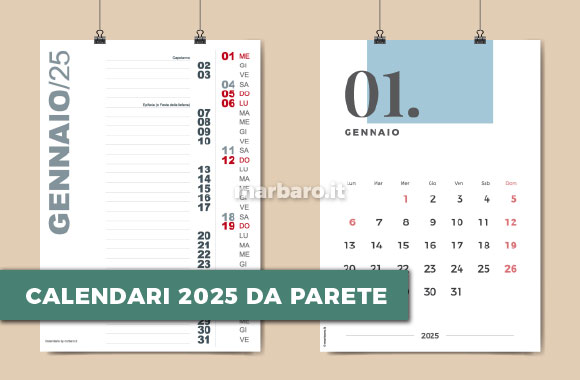 Calendari da parete 2025 in PDF da stampare