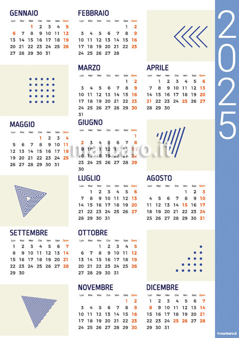 Calendario 2025 PDF stampabile