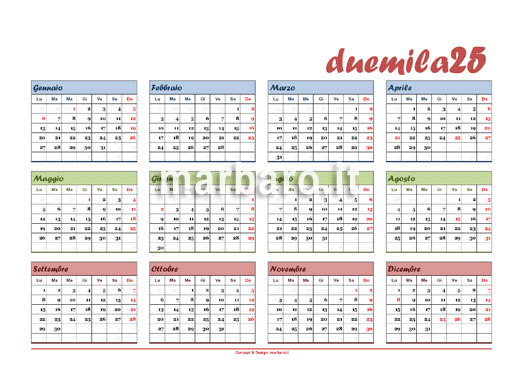 Calendario 2025 con le festività da stampare