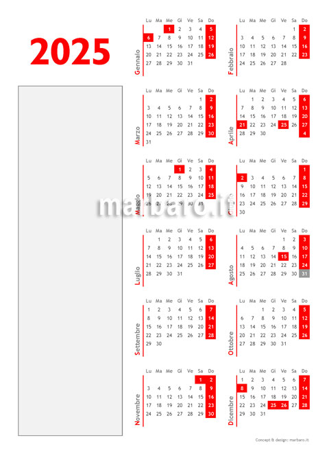 Calendario annuale 2025 da stampare 0601