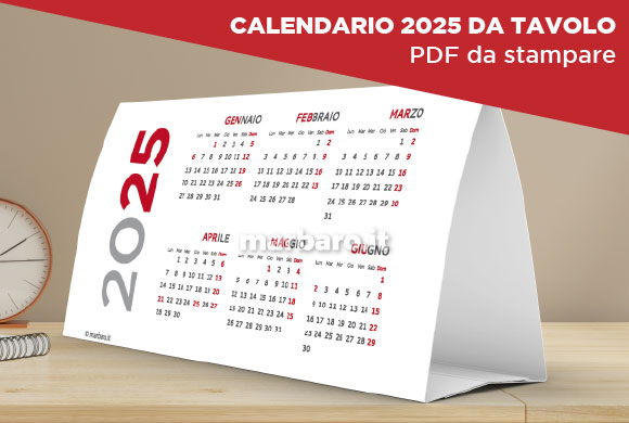 Calendario da tavolo 2025 da stampare