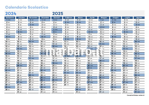 Calendario scolastico 2024/2025 da stampare