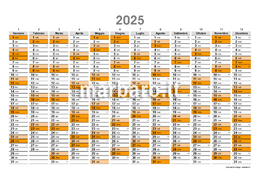 Planner 2025 con numeri settimane da stampare