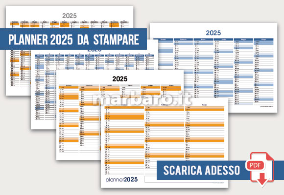 Calendari Planner 2025 in PDF da stampare