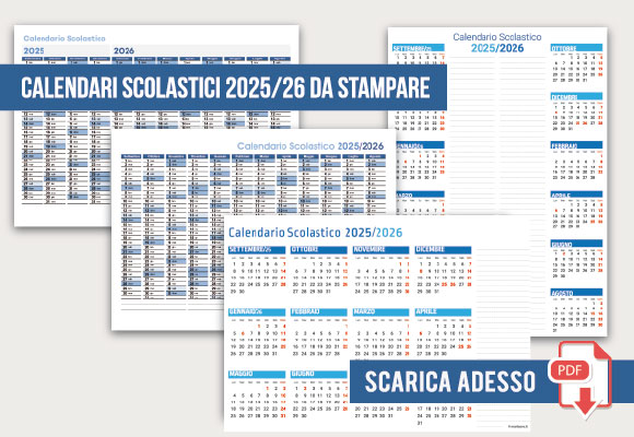 Calendari 2025/2026 per la scuola università da stampare