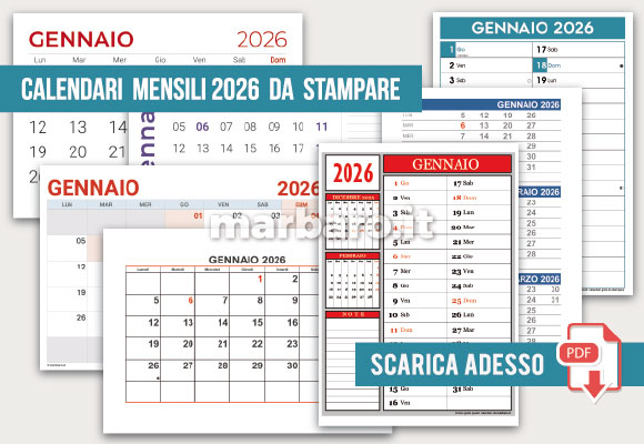 Calendari 2026 in PDF da scaricare gratis