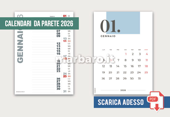 Calendari 2026 da parete da stampare