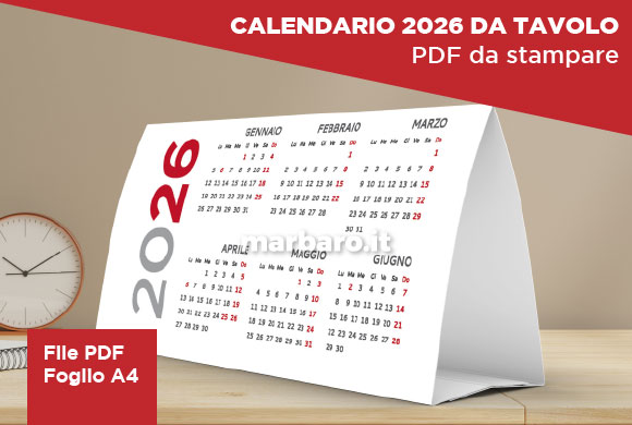Calendari 2026 da tavolo da stampare