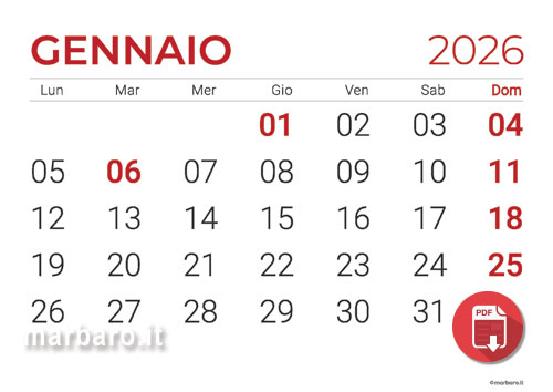 Calendari mensili 2026 stampabili
