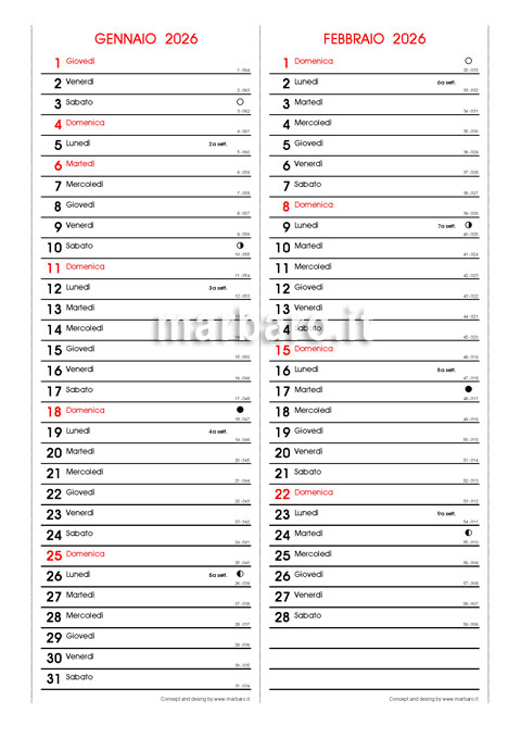 Calendario 2026 con le festività italiane e i santi da scaricare in PDF