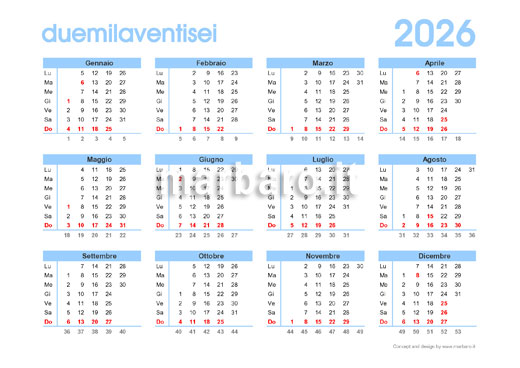 Calendario 2026 da stampare con settimane