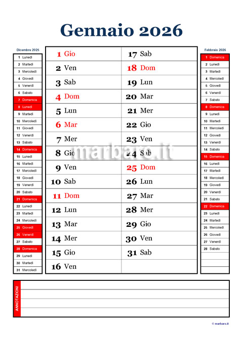 Calendario mensile 2026 olandese da stampare