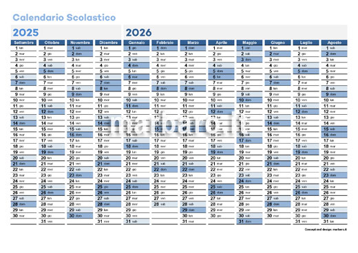 Calendario scolastico 2025/2026 da stampare
