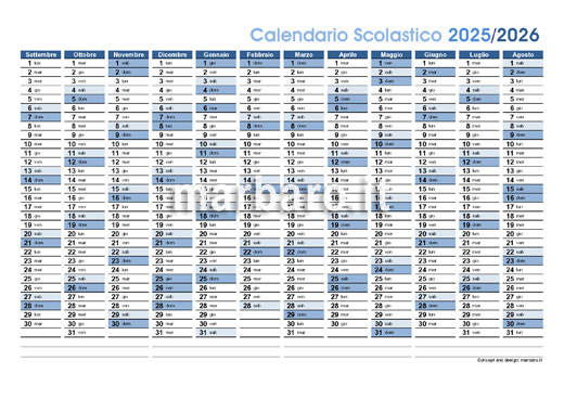 Calendario scolastico 2025/26 PDF da stampare