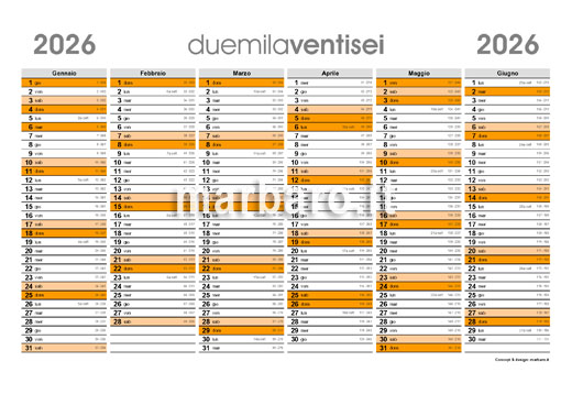 Planner 2026 stampabile con numeri settimane 2 pagine