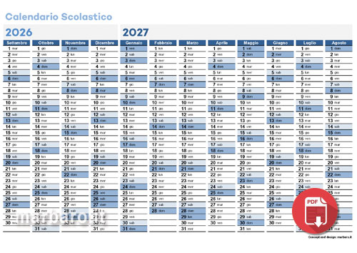Calendari 2026/27 per la scuola da stampare Calendari 2026/27 per la scuola da stampare