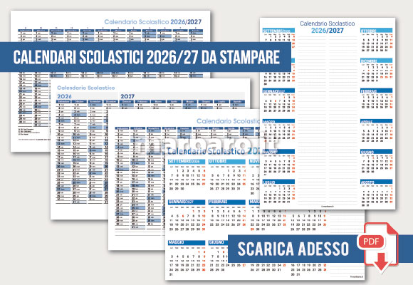 Calendari 2026/2027 per studenti e insegnanti da stampare