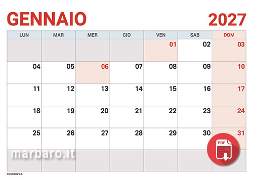 Calendari mensili 2027 stampabili Calendari mensili 2027 stampabili