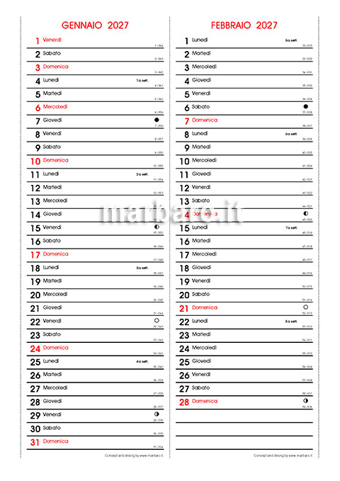 Calendario 2027 con le festività italiane e i santi da scaricare in PDF Calendario 2027 con le festività italiane e i santi da scaricare in PDF